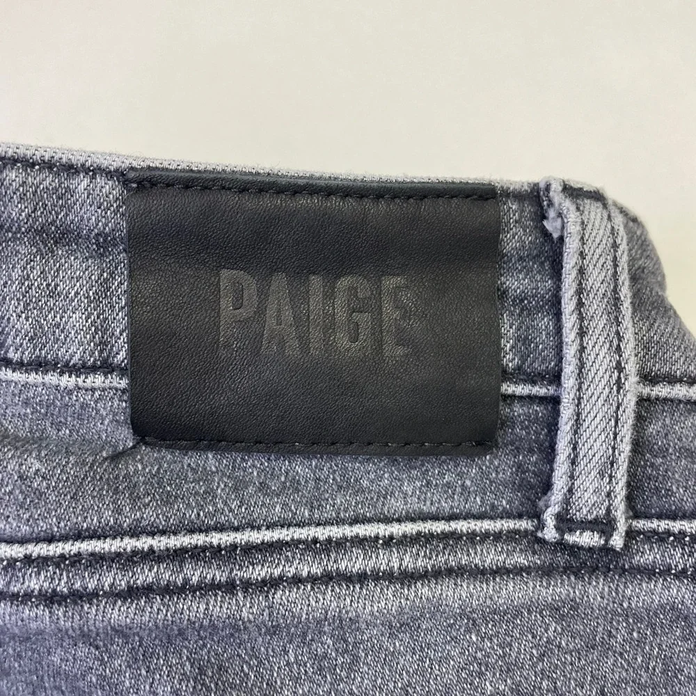 Paige Cindy High Rise Straight Leg Jeans 28 Ash Black Raw Hem Casual Grunge